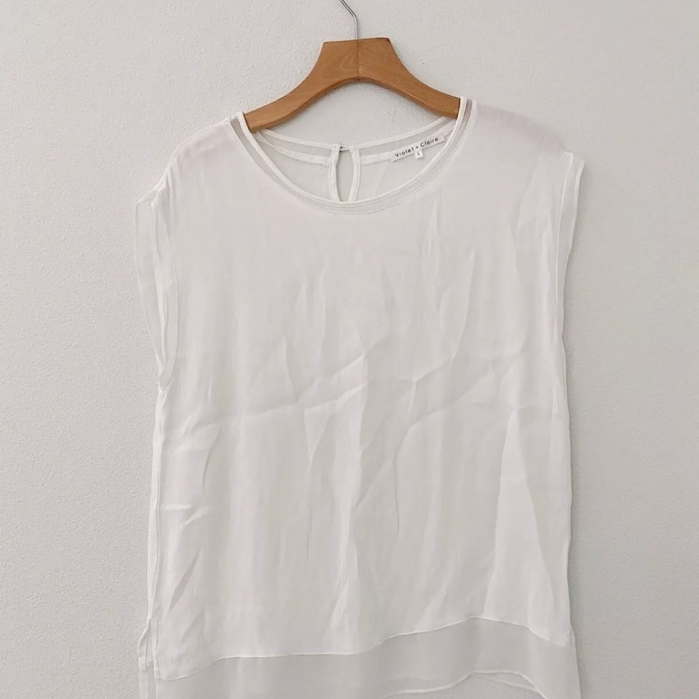 Violet + Claire women’s white cap sleeve summer blouse shirt top size large
